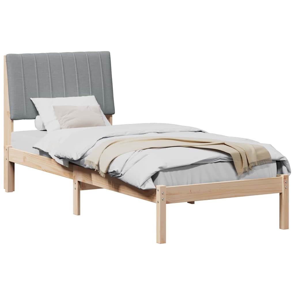 Bed Frame with Headboard Brown 75 x 190 cm Solid Pine Wood